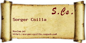 Sorger Csilla névjegykártya